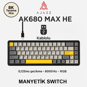 AK680 Max Rapid Trigger Manyetik Switch Mekanik Kablolu Klavye Rgb 0.125 Ms Ultra Düşük Gecikme