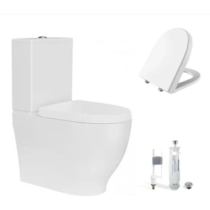 Mare Duvara Sıfır Kanalsız Klozet + Rezervuar + Duroplast Kapak + Çift Basmalı Iç Takım Set