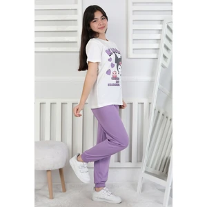 Friends Are Forewer Yazılı Kısa Kollu Kız Çocuk Pijama Takımı