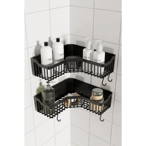 Yapışkanlı Duş Banyo Mutfak Köşesi Düzenleyici Organizer 1 Adet Siyah