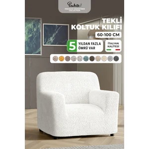 Lastikli Esnek ve Yıkanabilir Tek Kişilik Koltuk Örtüsü Koltuk Kılıfı - Düz Beyaz