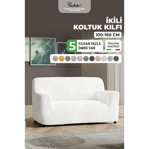 Lastikli Esnek ve Yıkanabilir 2 Kişilik Koltuk Örtüsü Çekyat Kanepe Kılıfı -Düz Beyaz