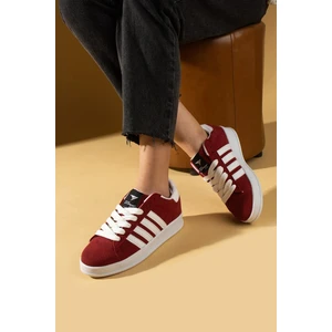 Pembe Potin Bağcıklı Rahat Kalıp Şerit Detaylı Comfort Kadın Sneaker 001-1015-24