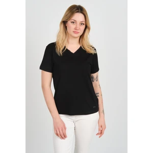 Kadın Yaka ve Kolları Tül Detaylı Kısa Kollu Bluz 24101 Siyah