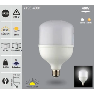 30W LED Torch Ampul Beyaz YL95-4001