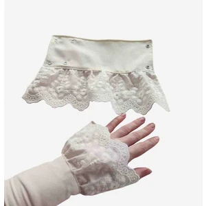 Firuz Rukye Krem Renk Gömlek Görünümlü Güpürlü Uzatıcı Kolluk