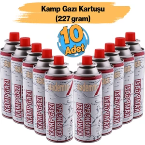 Kamp Gazı (10 Adet) Bütan Propan Tüpü Portatif Ocak Kartuşu Tek Kullanımlık Pürmüz Yedeği 227 gr