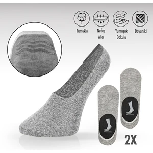 Roff Çorap Pamuk Erkek Babet Çorap Dikişsiz Görünmez Kaydırmaz Topuk Silikonlu Premium 2'li