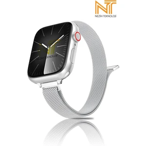 Nezih Case Watch Seri 5/6/7/8/9/se 38/40/41mm Seri 10 42 / Seri 11 42mm Uyumlu Hasır Metal Kordon