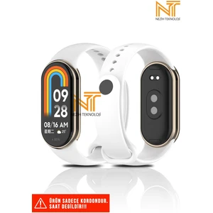 Xiaomi Mi Band 8 / 9 / 10 Uyumlu Metal Girişli Klasik / Spor Yumuşak Silikon Kordon