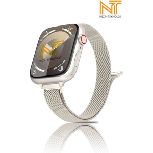 Apple Watch 2/3/4/5/6/7/8/9/se/ultra/ultra 2 44/45/49MM ve Seri 10 46MM Uyumlu Hasır Metal Kordon
