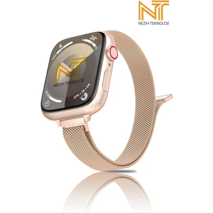 Apple Watch 2/3/4/5/6/7/8/9/se/ultra/ultra 2 44/45/49MM ve Seri 10 46MM Uyumlu Hasır Metal Kordon