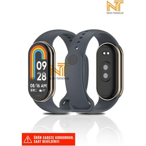Xiaomi Mi Band 8 / Mi Band 9 Uyumlu Metal Girişli Klasik / Spor Yumuşak Silikon Kordon