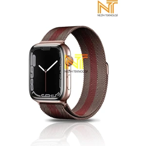Apple Watch Seri 2/3/4/5/6/7/8/9/10/se/se2 38/40/41/42MM Uyumlu Hasır Metal Kordon