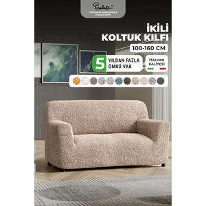 lastikli esnek ve yıkanabilir 2 kişilik koltuk örtüsü çekyat kanepe kılıfı - Düz Bej