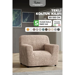 lastikli esnek ve yıkanabilir tek kişilik koltuk örtüsü koltuk kılıfı - Düz Bej