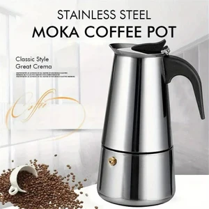 Paslanmaz Çelik Moka Pot / Çelik Italyan Ocak Üstü Moka  450 ml 