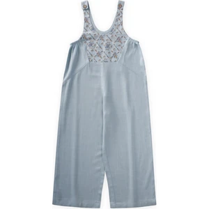 Roba Komple Nakışlı Keten Salopet 2-7 Yaş Mavi