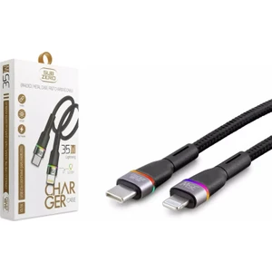 CL16 35W Pd Type-C Lightning Rgb Ledli Metal Hasır Şarj Kablosu