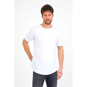 EG38 Pis Yaka Eteği Oval Tişört Beyaz