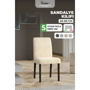 Sandalye kılıfı sandalye örtüsü mutfak sandalye koruma kılıfı seti (2 adet) -vanilya