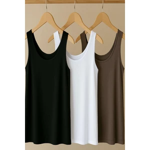 3 Adet A Kesim Büyük Beden Pamuklu Kalın Askılı Atlet Tişört