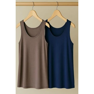 2 Adet A Kesim Rahat Kalıp Basic Kalın Askılı Atlet Tişört