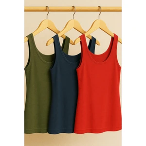 3 Adet A Kesim Rahat Kalıp Basic Kalın Askılı Atlet Tişört