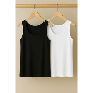 2 Adet A Kesim Rahat Kalıp Basic Kalın Askılı Atlet Tişört