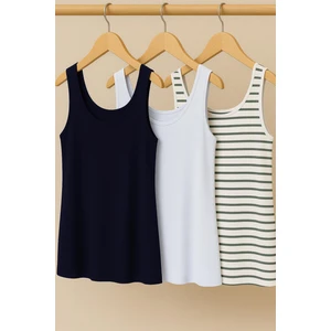 3 Adet A Kesim Rahat Kalıp Basic Kalın Askılı Atlet Tişört