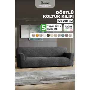 Lastikli Esnek ve Yıkanabilir 4 Kişilik Koltuk Örtüsü Çekyat Kanepe Kılıfı - Antrasit