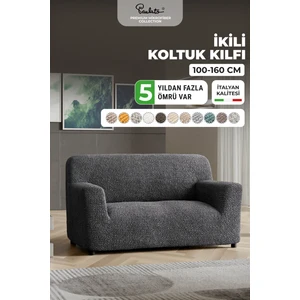 Lastikli Esnek ve Yıkanabilir 2 Kişilik Koltuk Örtüsü Çekyat Kanepe Kılıfı - Antrasit