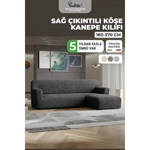 Lastikli Esnek ve Yıkanabilir Sağ Çıkıntılı Koltuk Örtüsü Çekyat Kanepe Kılıfı - Antrasit