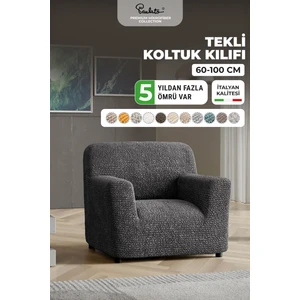 Lastikli Esnek ve Yıkanabilir Tek Kişilik Koltuk Örtüsü Koltuk Kılıfı - Antrasit