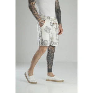 Karikatür Baskılı Keten Şort