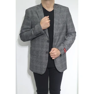 Moda Fistan Store Erkek Gri Kırçıllı Klasik Kesim Rahat Kalıp Çift Düğmeli 6 Drop Blazer Ceket