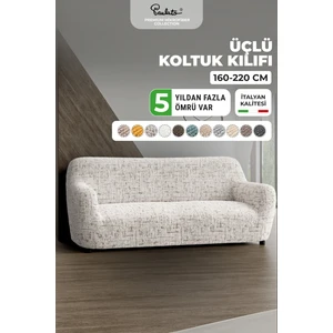 Lastikli Esnek ve Yıkanabilir 3 Kişilik Koltuk Örtüsü Çekyat Kanepe Kılıfı - Beyaz
