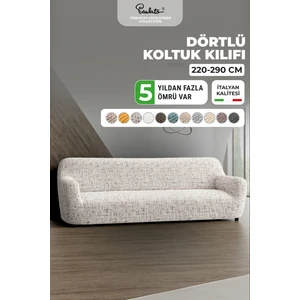 Lastikli Esnek ve Yıkanabilir 4 Kişilik Koltuk Örtüsü Çekyat Kanepe Kılıfı - Beyaz