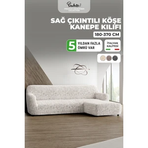 Lastikli Esnek ve Yıkanabilir Sağ Çıkıntılı Koltuk Örtüsü Çekyat Kanepe Kılıfı - Beyaz