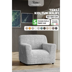 Lastikli Esnek ve Yıkanabilir Tek Kişilik Koltuk Örtüsü Koltuk Kılıfı - Açık Gri