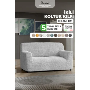 Lastikli Esnek ve Yıkanabilir 2 Kişilik Koltuk Örtüsü Çekyat Kanepe Kılıfı - Açık Gri