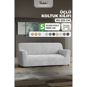 Lastikli Esnek ve Yıkanabilir 3 Kişilik Koltuk Örtüsü Çekyat Kanepe Kılıfı - Açık Gri