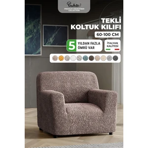 Lastikli Esnek ve Yıkanabilir Tek Kişilik Koltuk Örtüsü Koltuk Kılıfı - Kakao