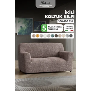 Lastikli Esnek ve Yıkanabilir 2 Kişilik Koltuk Örtüsü Çekyat Kanepe Kılıfı - Kakao