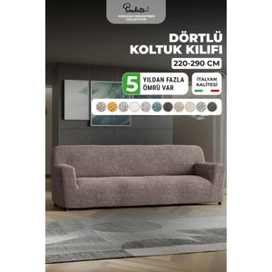 Lastikli Esnek ve Yıkanabilir 4 Kişilik Koltuk Örtüsü Çekyat Kanepe Kılıfı - Kakao