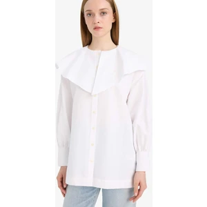 Relax Fit Geniş Yakalı Poplin Uzun Kollu Gömlek Tunik F4557AX25HS