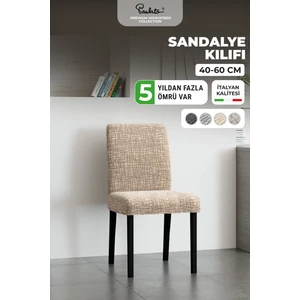 Sandalye kılıfı sandalye örtüsü mutfak sandalye koruma kılıfı seti (2 adet) -desenli bej