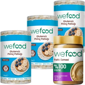 Fıstık Ezmesi 300 gr + Wefood Glutensiz Pirinç Patlağı 100 gr 3'lü