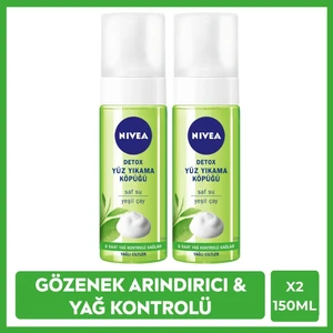 NIVEA Detox Yüz Temizleme Köpüğü 150ml, Arındırıcı, Yağ Kontrolü, Yeşil Çay, Yağlı Ciltler, Yüz Bakım, X2 Adet
