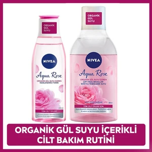 NIVEA Aqua Rose Gül Suyu İçeren Çift Fazlı Micellar Makyaj Temizleme Suyu 400ml Ve Nemlendirici Tonik 200ml, Cilt Bakım, Yüz Temizleme